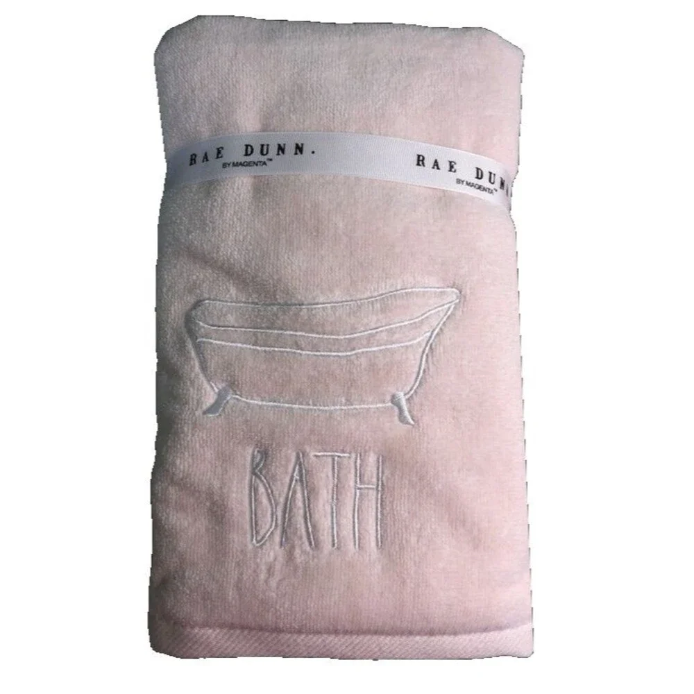 Rae Dunn Pink Hand Towels Bathroom Beach Embroidered Bathtub Guest Set of 2